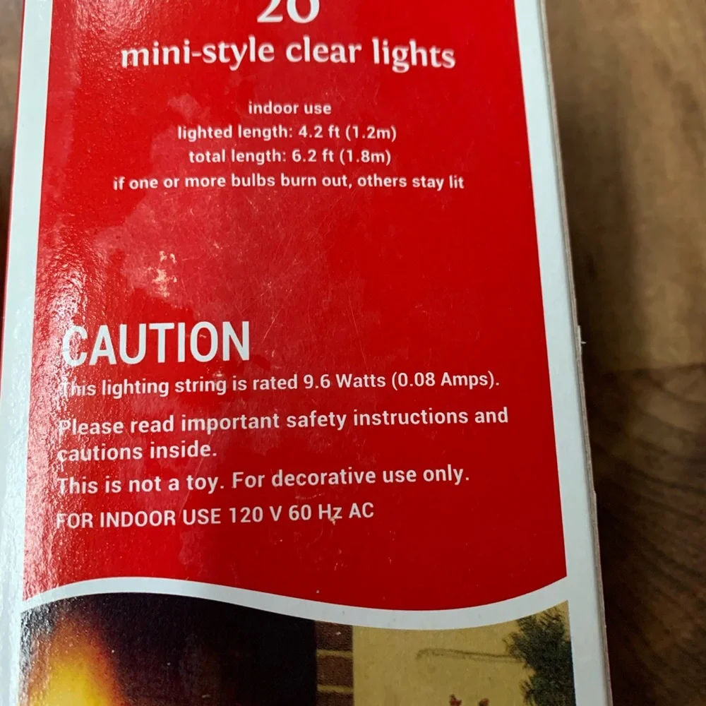 Mini Lights String Wire 40 Count Christmas Incandescent 4.2’ Lit Clear & Multi